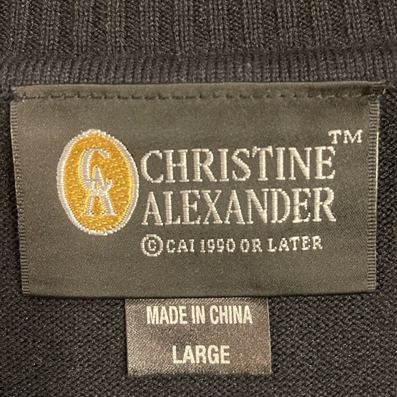 CHRISTINE ALEXANDER L Black Rhinestone Butterfly Mock Neck Zip Pullover Y2K Glam - Picture 9 of 10